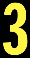 21JE65 Number Label, 3, Yellow/Black