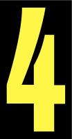 21JE66 Number Label, 4, Yellow/Black