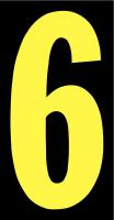 21JE68 Number Label, 6, Yellow/Black