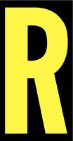 21JE89 Letter Label, R, Yellow/Black