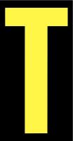 21JE91 Letter Label, T, Yellow/Black