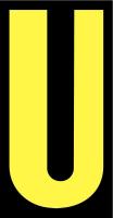 21JE92 Letter Label, U, Yellow/Black