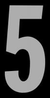 21JF40 Number Label, 5, Silver/Black