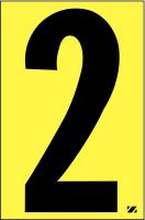 21JF73 Number Label, 2, Black/Yellow