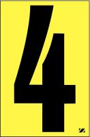 21JF75 Number Label, 4, Black/Yellow