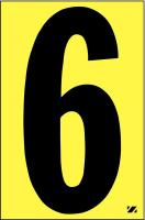 21JF77 Number Label, 6, Black/Yellow