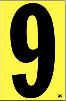 21JF80 Number Label, 9, Black/Yellow