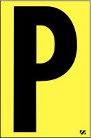 21JF96 Letter Label, P, Black/Yellow