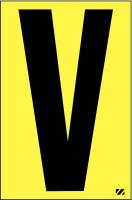 21JG03 Letter Label, V, Black/Yellow