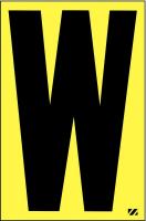 21JG04 Letter Label, W, Black/Yellow