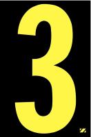 21JG11 Number Label, 3, Yellow/Black