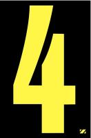 21JG12 Number Label, 4, Yellow/Black