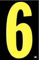 21JG14 Number Label, 6, Yellow/Black