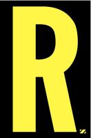 21JG35 Letter Label, R, Yellow/Black
