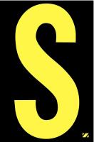 21JG36 Letter Label, S, Yellow/Black