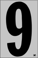 21JG53 Number Label, 9, Black/Silver