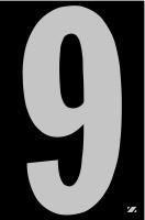 21JG89 Number Label, 9, Silver/Black