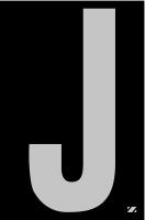 21JG99 Letter Label, J, Silver/Black