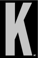 21JH01 Letter Label, K, Silver/Black