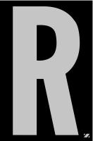 21JH08 Letter Label, R, Silver/Black