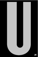 21JH11 Letter Label, U, Silver/Black