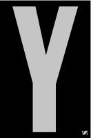 21JH15 Letter Label, Y, Silver/Black