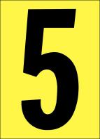 21JH22 Number Label, 5, Black/Yellow
