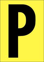 21JH42 Letter Label, P, Black/Yellow