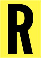 21JH44 Letter Label, R, Black/Yellow