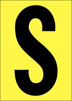 21JH45 Letter Label, S, Black/Yellow