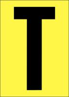 21JH46 Letter Label, T, Black/Yellow