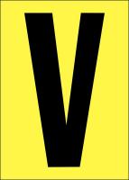 21JH48 Letter Label, V, Black/Yellow