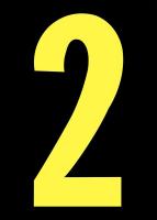 21JH55 Number Label, 2, Yellow/Black