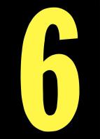 21JH59 Number Label, 6, Yellow/Black