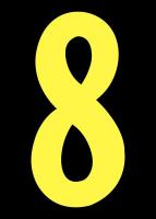 21JH61 Number Label, 8, Yellow/Black