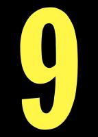 21JH62 Number Label, 9, Yellow/Black