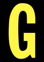 21JH69 Letter Label, G, Yellow/Black