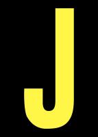 21JH72 Letter Label, J, Yellow/Black