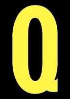 21JH79 Letter Label, Q, Yellow/Black