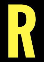 21JH80 Letter Label, R, Yellow/Black