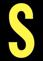 21JH81 Letter Label, S, Yellow/Black