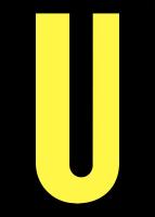 21JH83 Letter Label, U, Yellow/Black