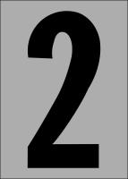 21JH91 Number Label, 2, Black/Silver