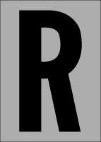 21JJ17 Letter Label, R, Black/Silver