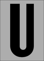 21JJ20 Letter Label, U, Black/Silver