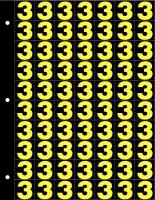 21JA74 Number Label, 3, Yellow/Black