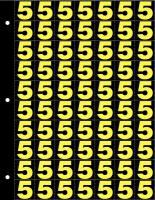 21JL49 Number Label, 5, Yellow/Black