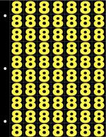 21JA79 Number Label, 8, Yellow/Black