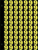21JX26 Number Label, 9, Yellow/Black