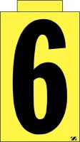 21JM59 Number Label, 6, Black/Yellow, PK 25